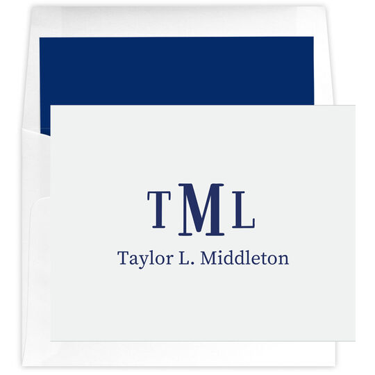 Traditional Monogram Folded Note Cards - Letterpress